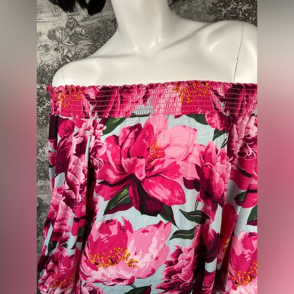 Floral Print Off the Shoulder Blouse - Picture 3 of 9